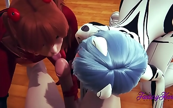 Creamy Orgies With Evangelion Hentai 3d: Threesome With Shinji, Asuka, And Rei